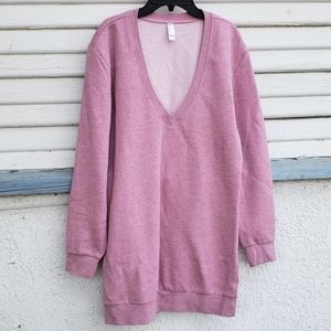 AMERICAN APPAREL deep v-neck sweatshirt dress